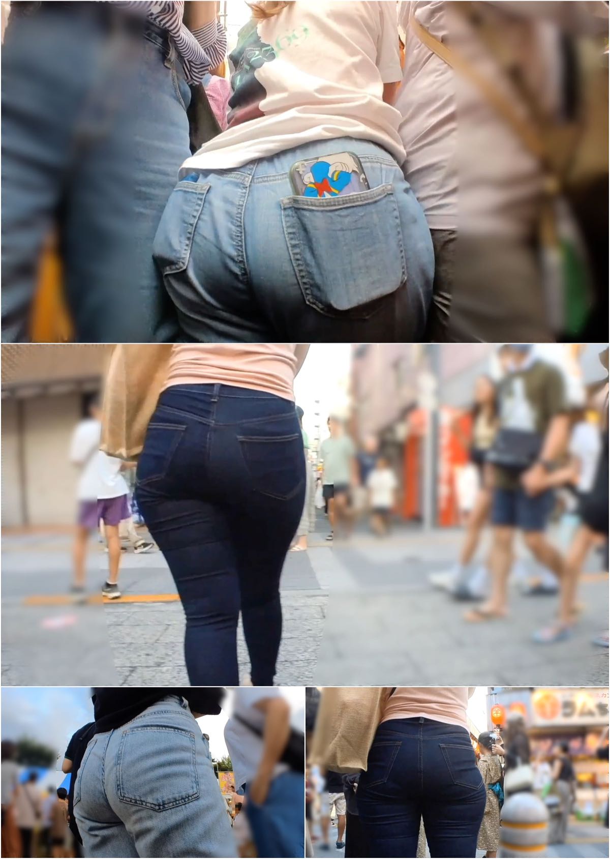 【ジーンズ3名3シーン収録】デカ尻巨尻お姉さんたちのジーンズ着衣尻を粘着撮影。