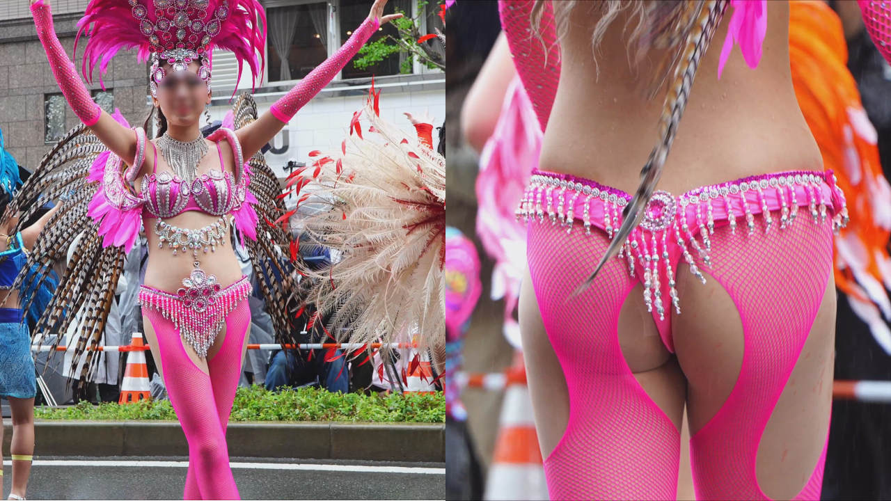 雨の神戸まつり2024 Kobeccoのスレンダーなピンクダンサー