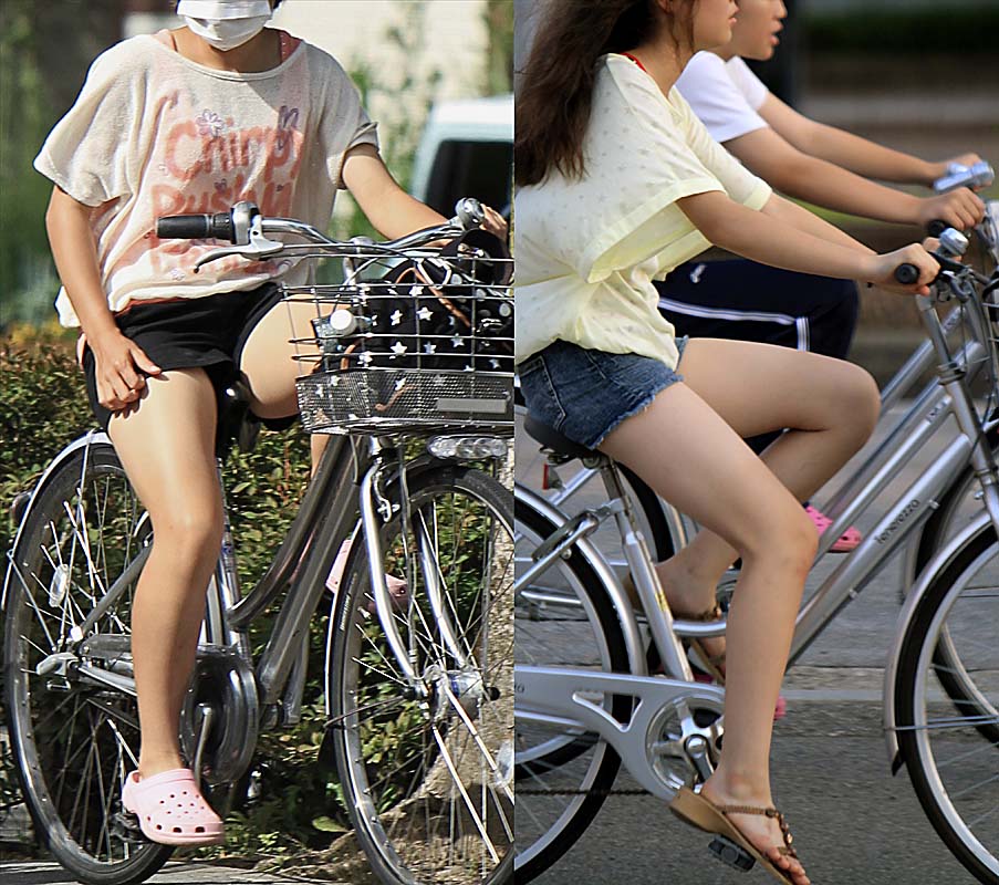 しなやかな美脚が輝く、懐かしいあの夏の日…美脚の自転車18～20セット