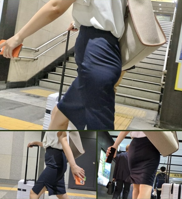 【251】夏服美女OLさんのタイトスカートにサイドから接近！