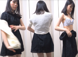 【盗撮】黒髪ロングのガチ美女の着替えを個室で盗撮！！！！！！！