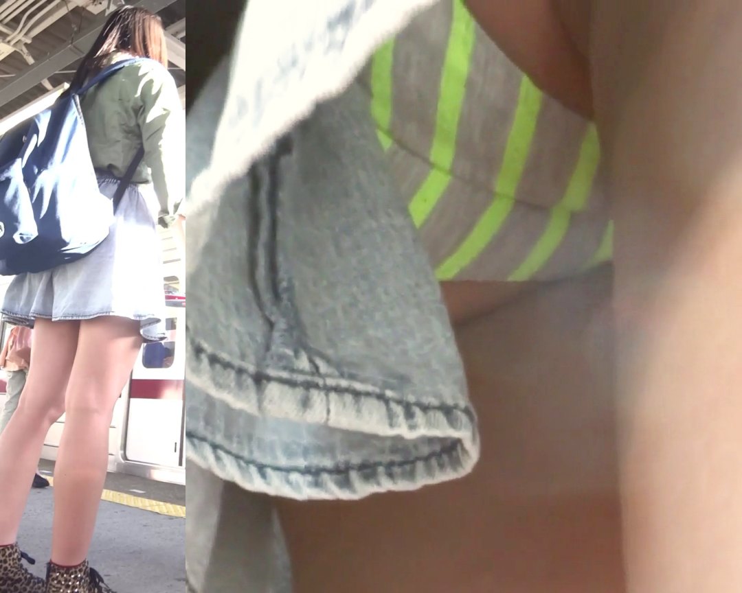 パンチラ盗撮 女子大生 縞パンツが蛍光色 超接近撮影 パンチラ盗撮 女子大生 縞パンツが蛍光色 超接近撮影