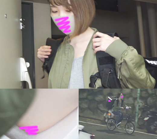 【マシュマロおっぱい】弘中〇香アナ似!!自転車に乗って激カワ配達員さんの色白柔肌なＧカップ乳首がお届けされました！